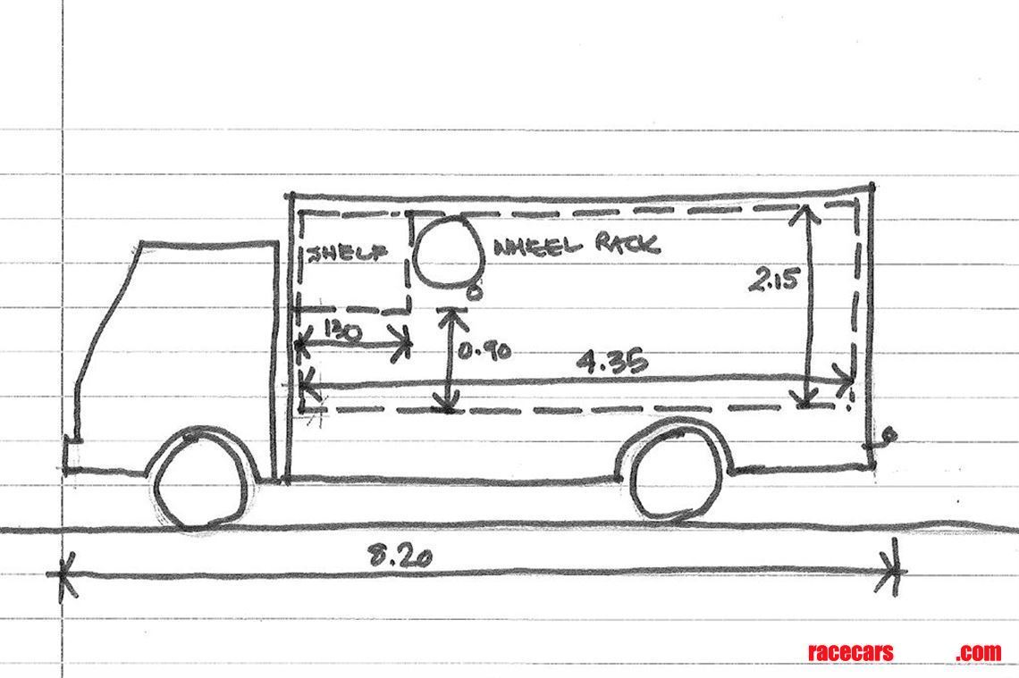 Dimensions of the car deck area.