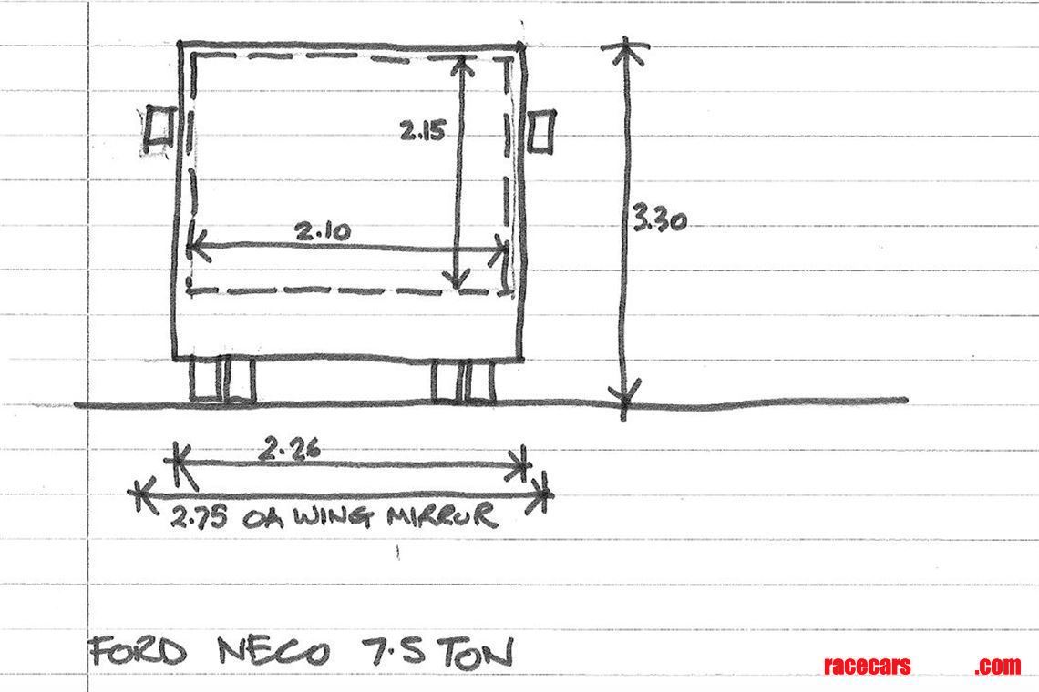 Dimensions of the car deck area.