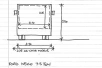 Dimensions of the car deck area.