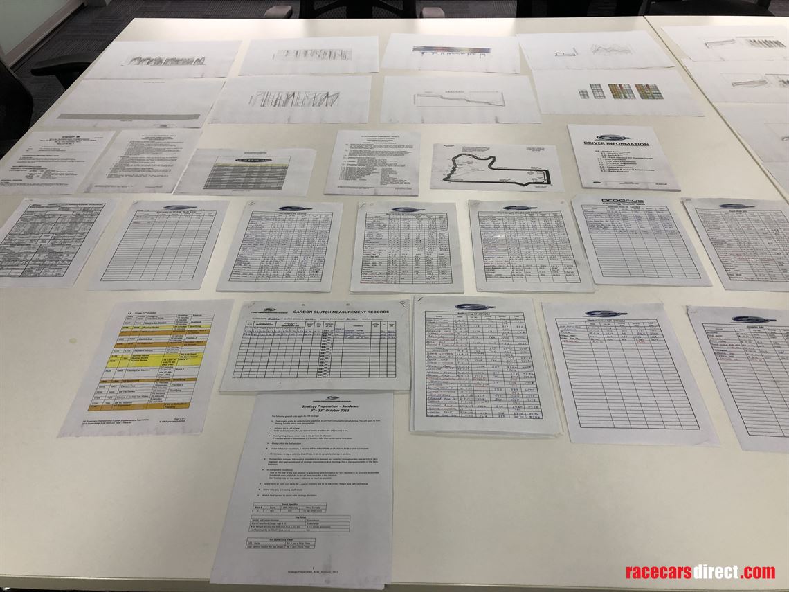 A sample of some of the supporting documentation including driver and engineer handwritten notes