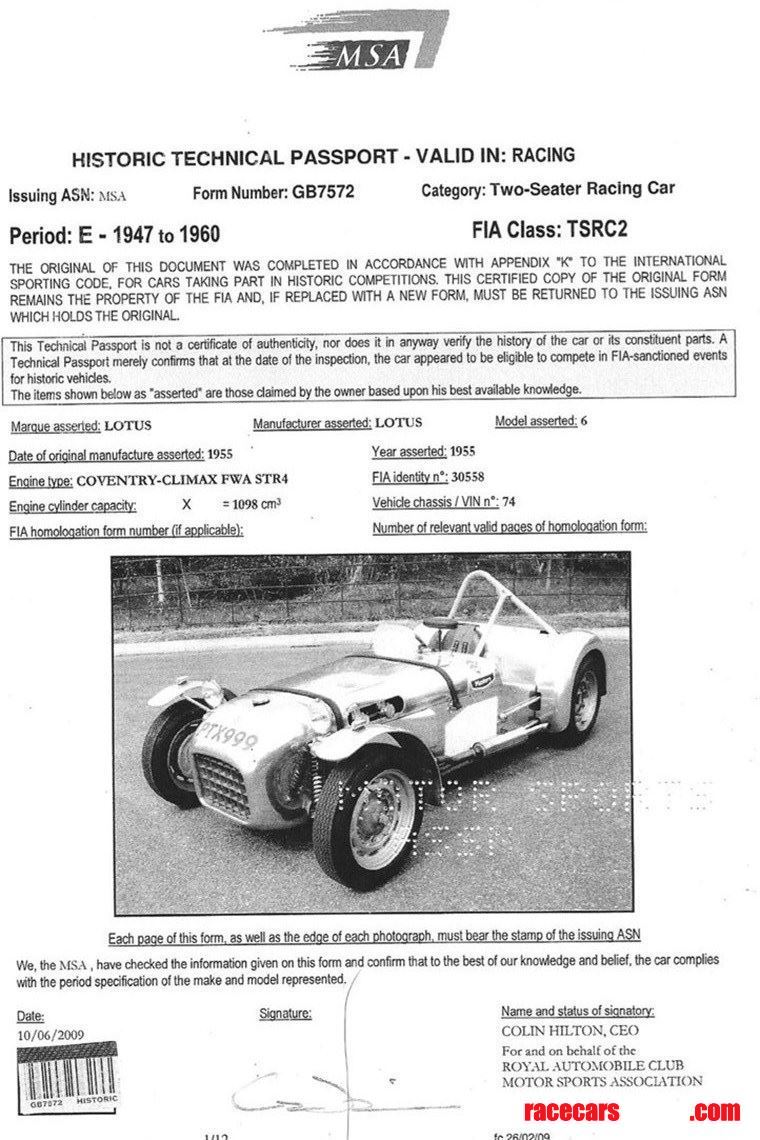 old FIA docs.... new ones applied for.